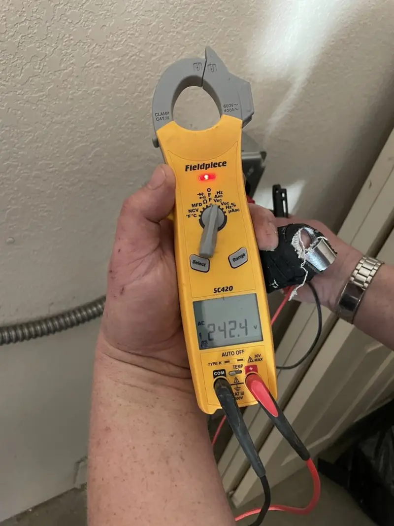 Voltage testing with clamp meter during Generator Installation in Vineland